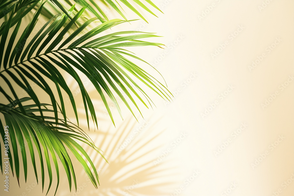 Palm tree leaves casting shadows on beige wall background symbolism of Sukkot Palm tree leaves casting shadows on beige wall background symbolism of Sukkot