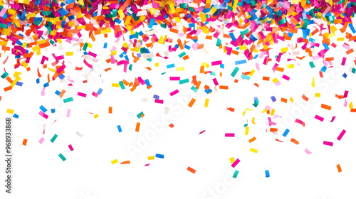 many colorful confetti isolated on transparent background