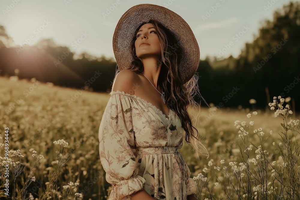 Golden Hour Reverie in a Flower Meadow
