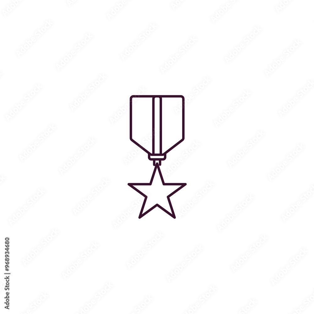 Obraz premium medal with a star outline icon. Linear vector from fashion concept. Thin line medal with a star icon isolated on white background
