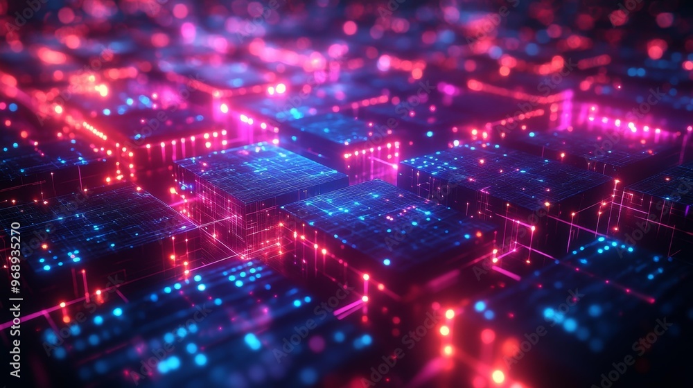Colorful Futuristic Digital Grid Generative AI Colorful Futuristic Digital Grid Generative AI