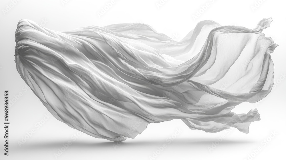Flowing White Fabric in Motion Generative AI Flowing White Fabric in Motion Generative AI