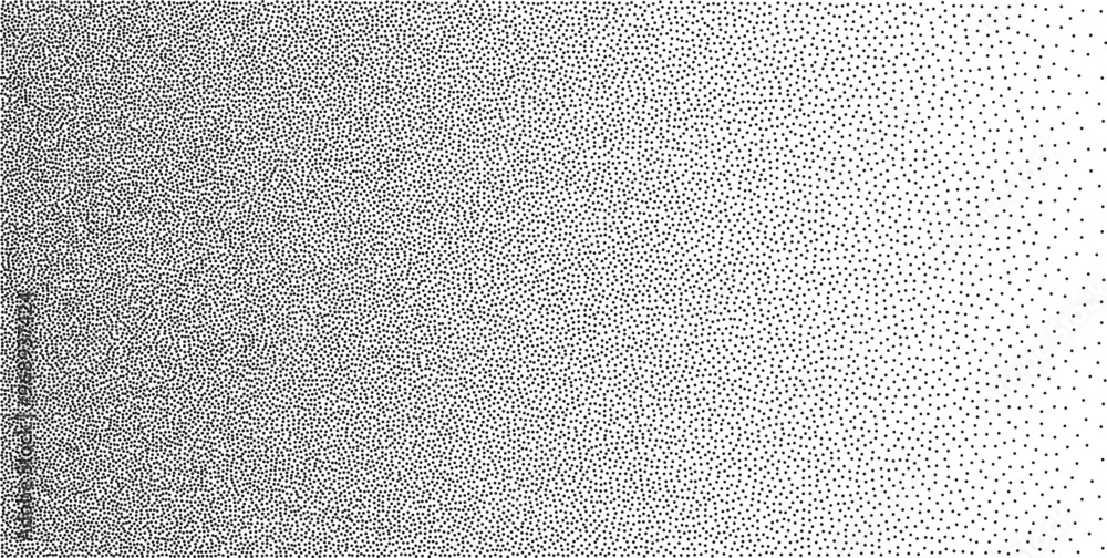 Fototapeta premium Noise grain gradient texture background with dots. Dotwork gradient halftone pattern. Stipple pointillism background. Sand, grain, grunge effect. Abstract vector texture, engraved overlay