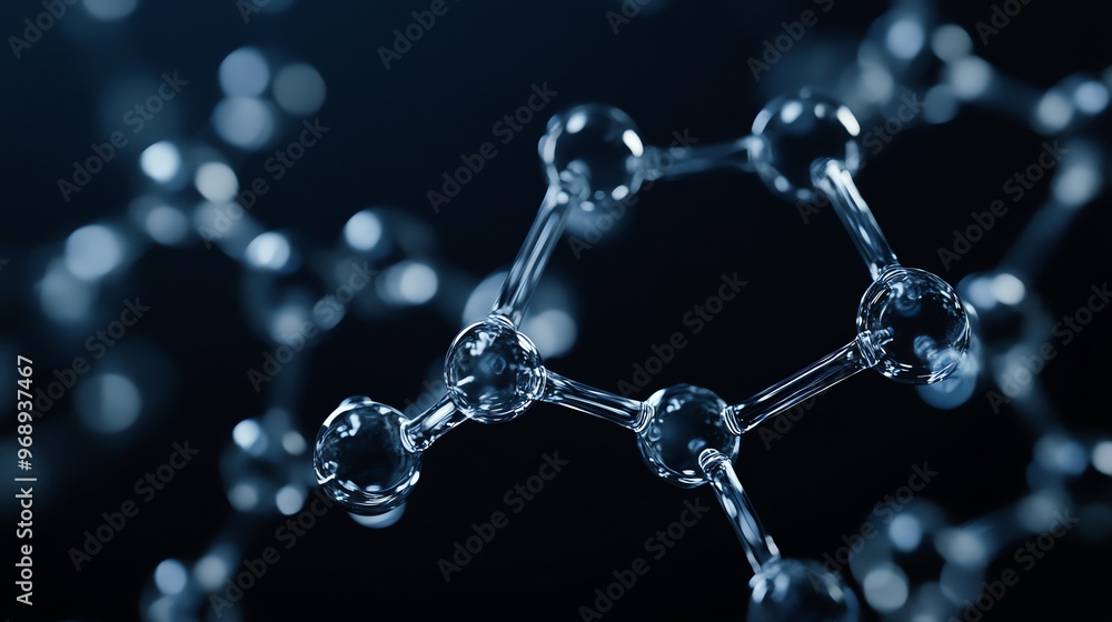 A 3D rendered molecular model. A 3D rendered molecular model.