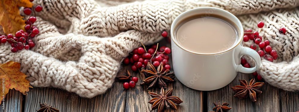 Rustic Coffee Break with Knit Sweater Rustic Coffee Break with Knit Sweater