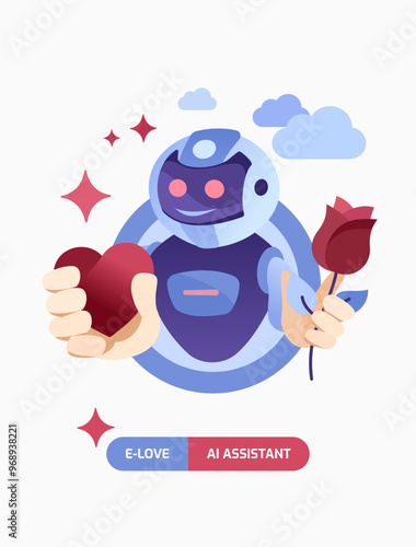 Robot and AI assistant for dating and love relationships, romantic lives, self-confidence, compatible people on dating apps and arranging a time and place to meet, personalized pick-up lines, feedback