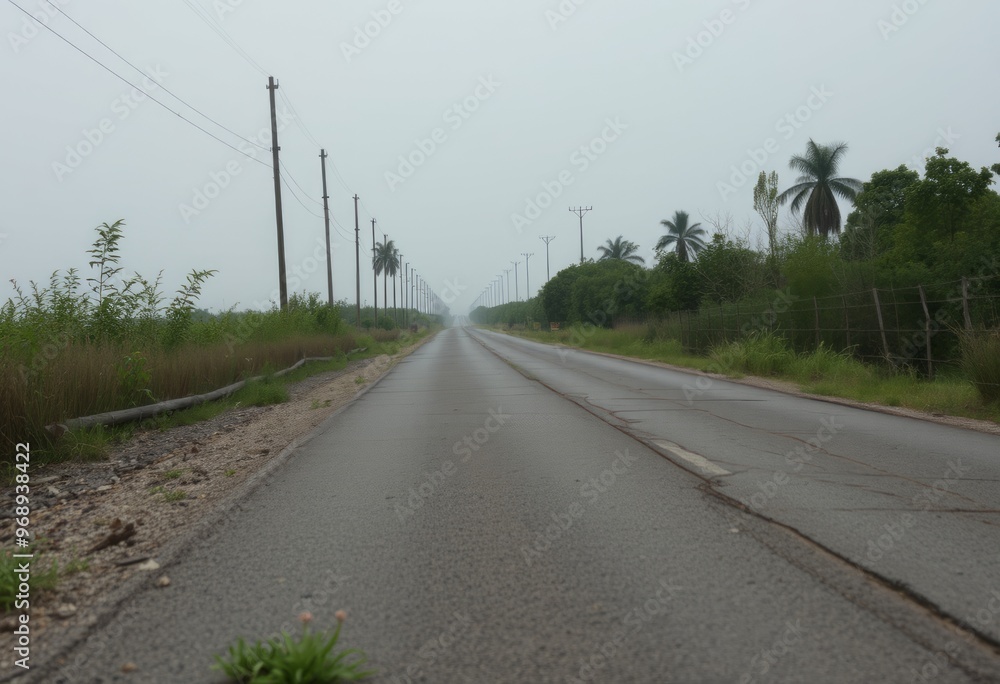Abandoned Road An abandoned road with weeds growing through the Abandoned Road An abandoned road with weeds growing through the