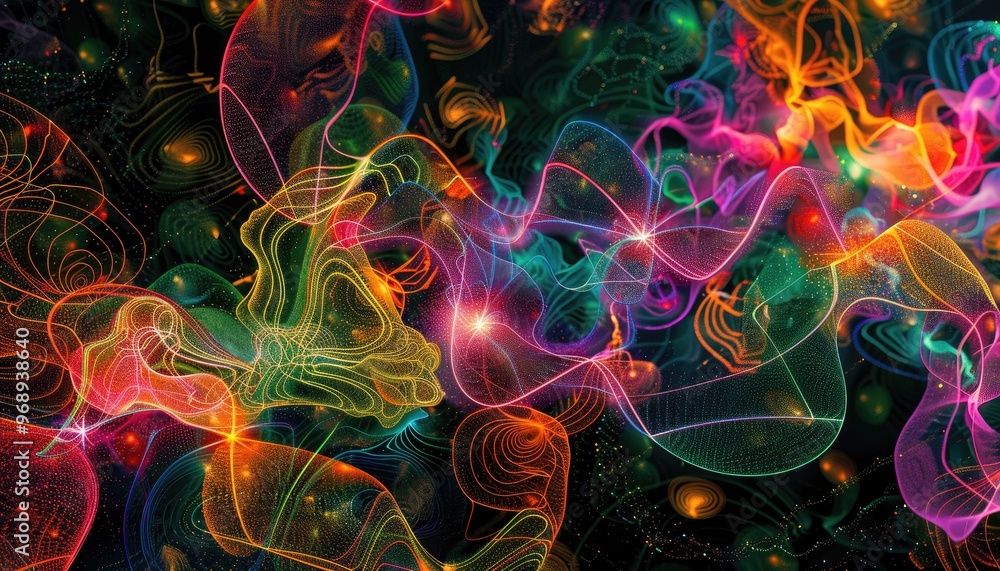 Abstract Colorful Swirls and Glowing Lines