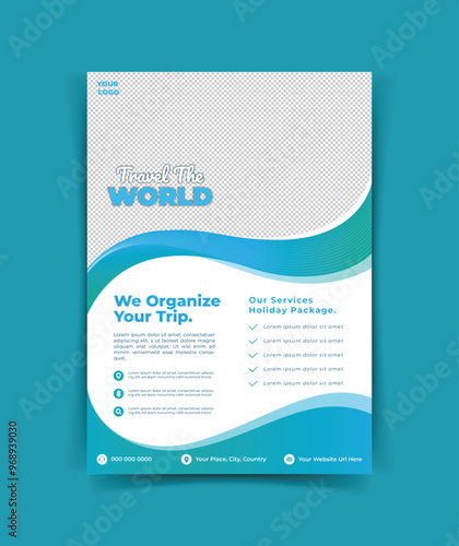 Travel Vacation Tour Agency Flyer Template Design. Modern travel flyer or poster design template bundle. Holiday, Summer travel and tourism flyer or poster template design. Business Brochure.