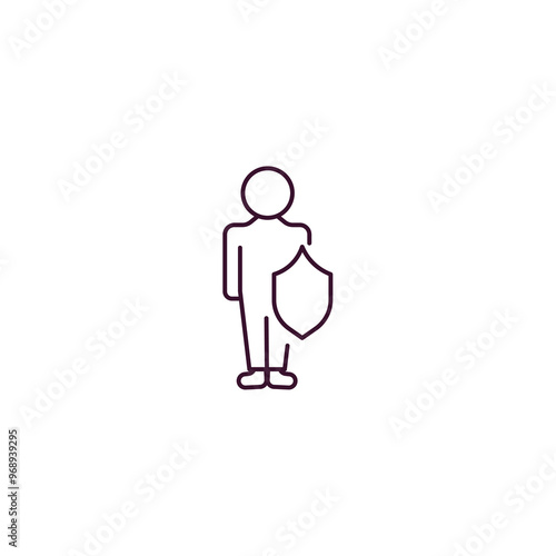 safe human outline icon. Linear vector from feelings concept. Thin line safe human icon isolated on white background