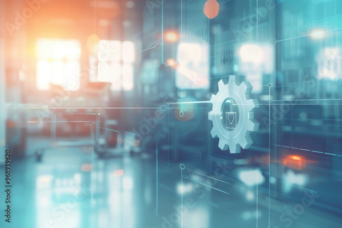 Wallpaper Mural Cyber Security System with Gear Icon Torontodigital.ca