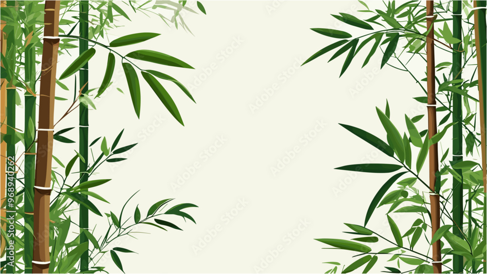 Fototapeta premium Elegant Bamboo Vector Leaf Background in Modern Asian Style