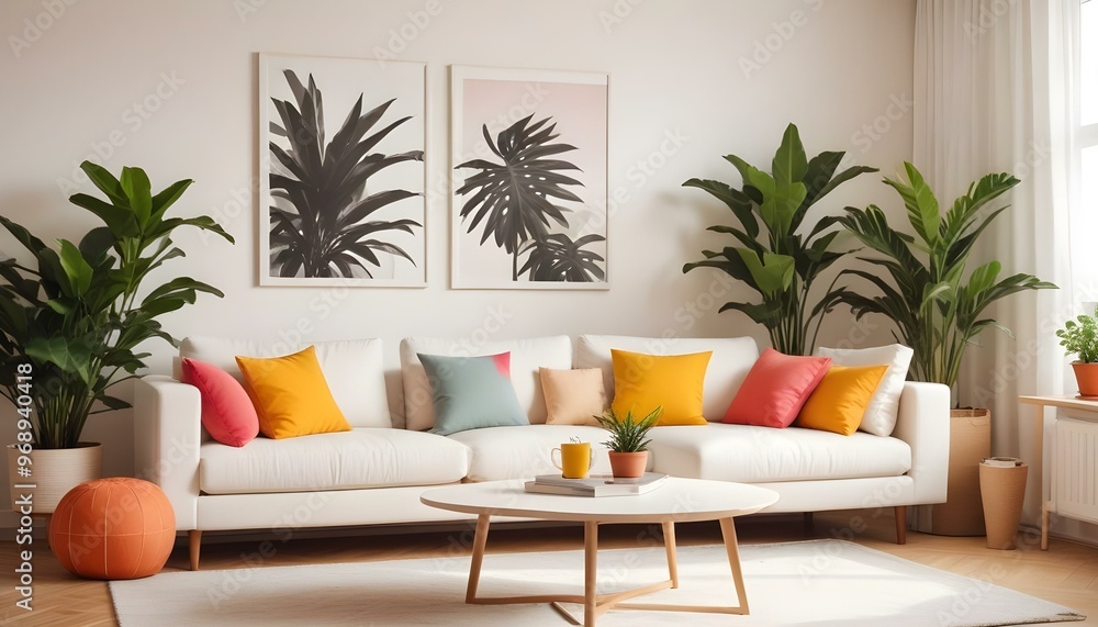 Photo modern style interior room 3d illustration Interior,Kitchen,Washrooms frame living room with colorful white sofa,led with blank frame Photo modern style interior room 3d illustration Interior,Kitchen,Washrooms frame living room with colorful white sofa,led with blank frame