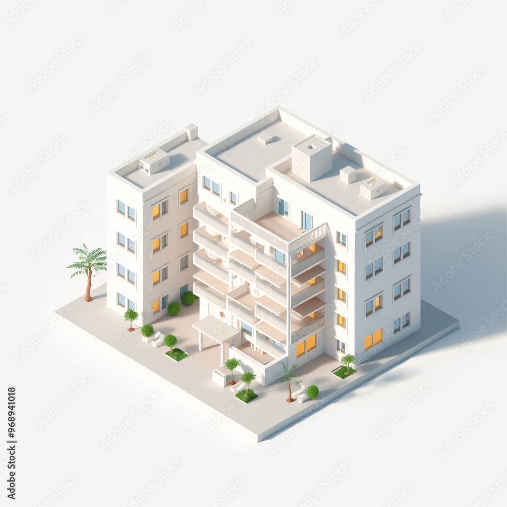 isometric building simple white isolated illustration concept top view out isometric building simple white isolated illustration concept top view out