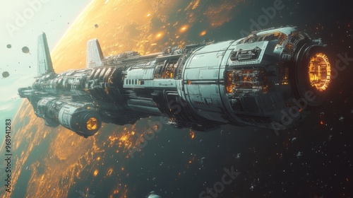 Wallpaper Mural AI-enhanced space shuttles exploring the outer reaches of the solar system: A futuristic spacecraft on an exploratory mission. Torontodigital.ca