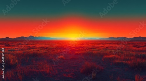 Sunset Over Desert Landscape Generative AI