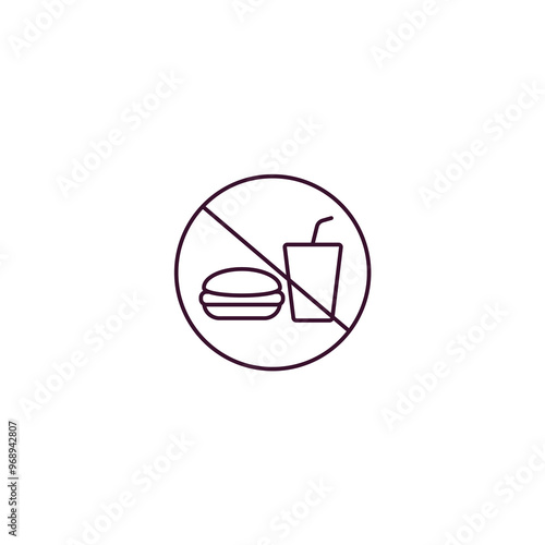 no eating  outline icon. Linear vector from food concept. Thin line no eating  icon isolated on white background