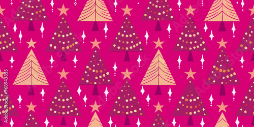 Festive pink christmas tree pattern design for holiday decor