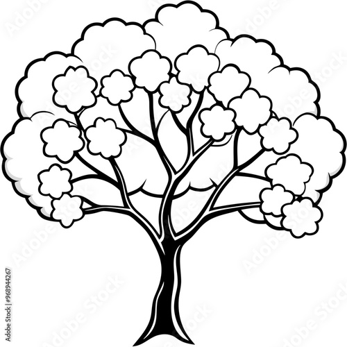 cherry blossom tree outline coloring book page line art drawing