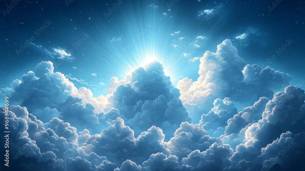 Radiant Sunrise Over Clouds – Generative AI