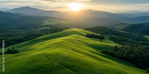 Lush Valley Toward Majestic Mountains