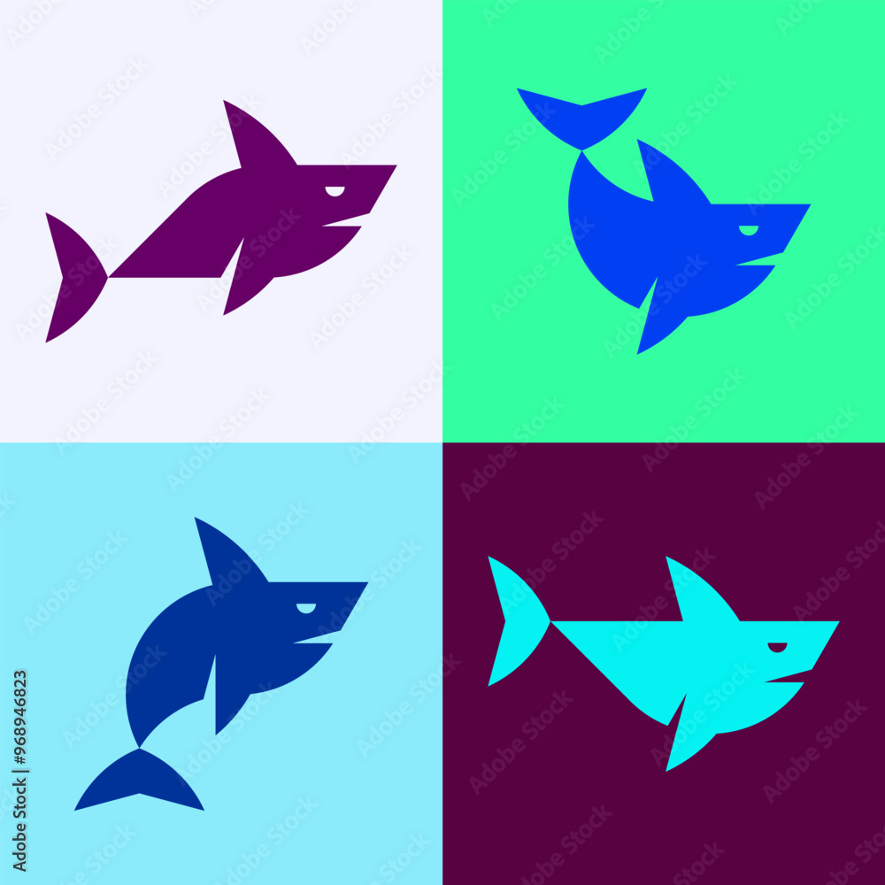 Set of Shark logo. Icon design. Template elements Set of Shark logo. Icon design. Template elements