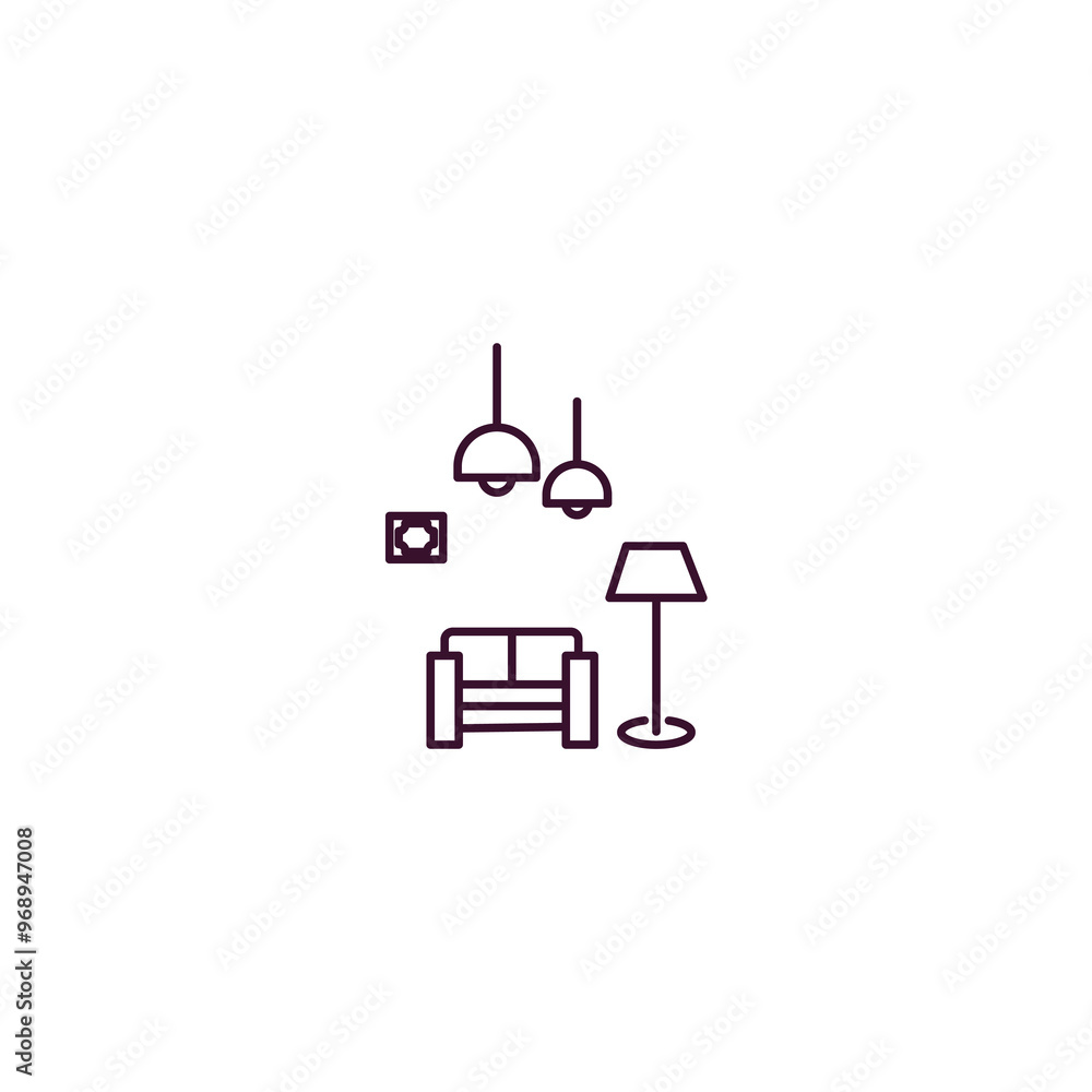 livingroom outline icon. Linear vector from furniture concept. Thin line livingroom icon isolated on white background livingroom outline icon. Linear vector from furniture concept. Thin line livingroom icon isolated on white background