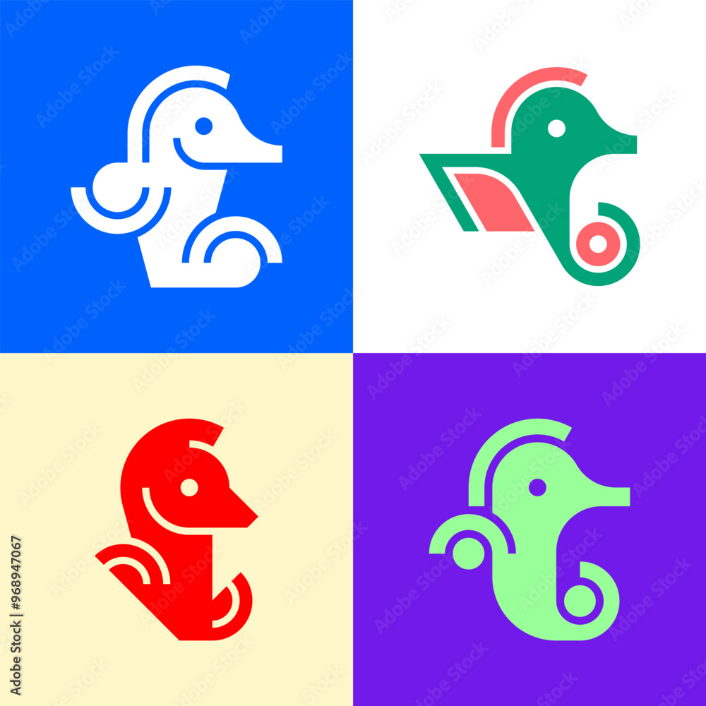 Set of Seahorseh logo. Icon design. Template elements Set of Seahorseh logo. Icon design. Template elements