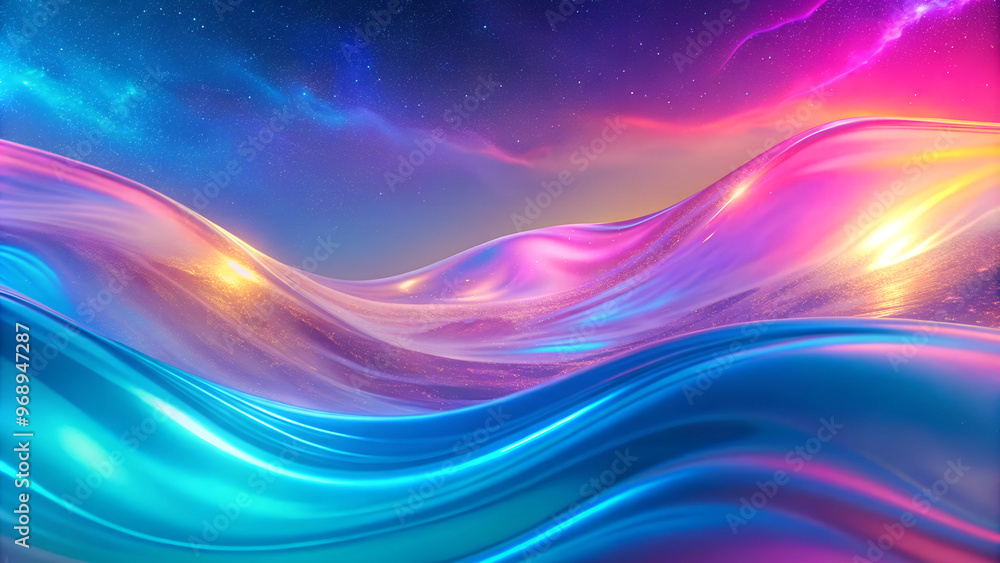 Abstract holographic gradient background, smooth transition from electric blue to neon pink, vibrant and futuristic Abstract holographic gradient background, smooth transition from electric blue to neon pink, vibrant and futuristic