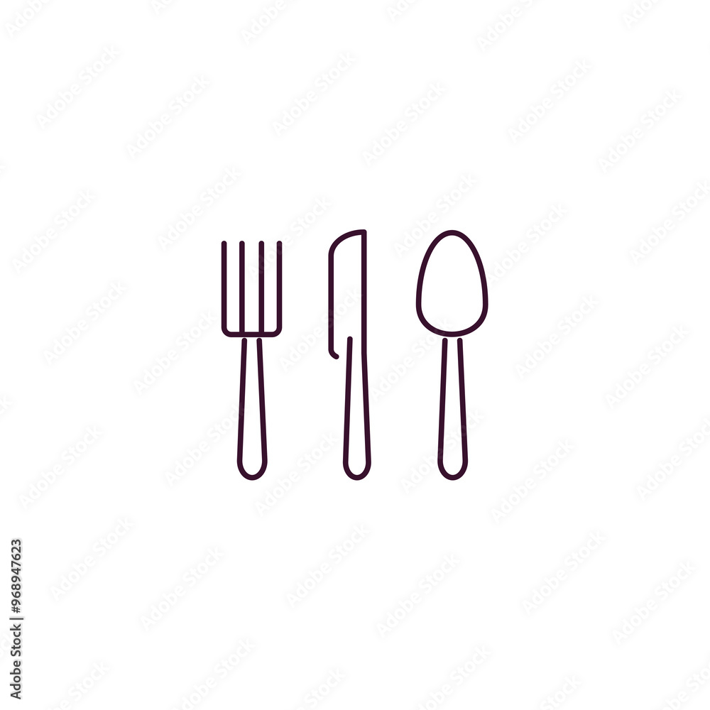 silverware outline icon. Linear vector from furniture concept. Thin line silverware icon isolated on white background silverware outline icon. Linear vector from furniture concept. Thin line silverware icon isolated on white background