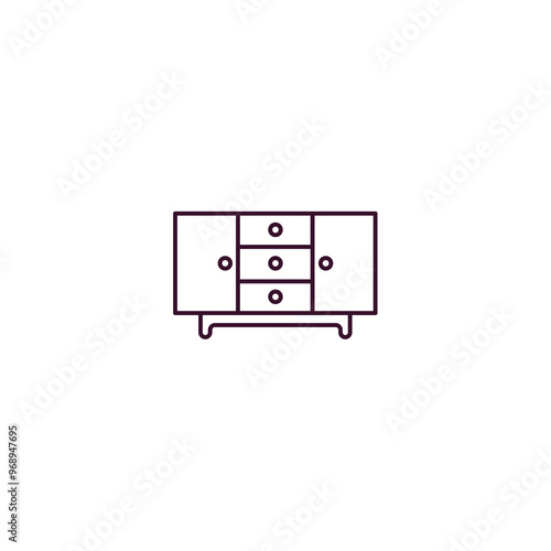 credenza  outline icon. Linear vector from furniture concept. Thin line credenza  icon isolated on white background