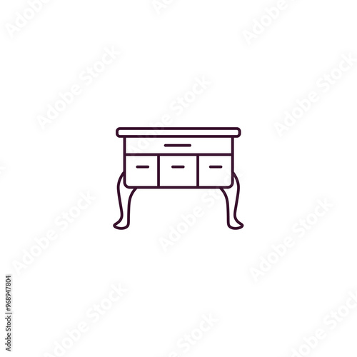 lowboy outline icon. Linear vector from furniture concept. Thin line lowboy icon isolated on white background