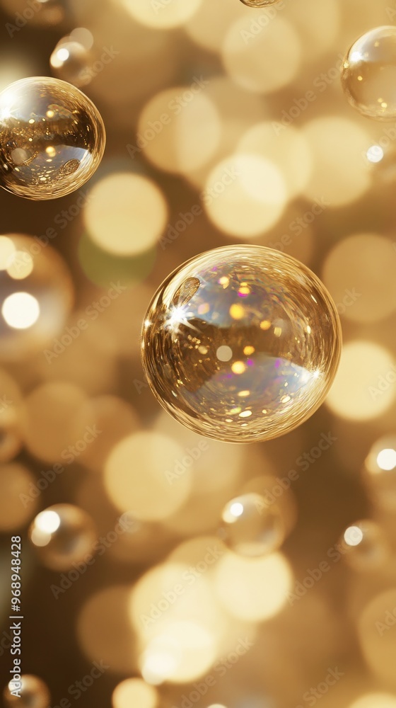 Glowing bubbles with bokeh effect in warm Glowing bubbles with bokeh effect in warm