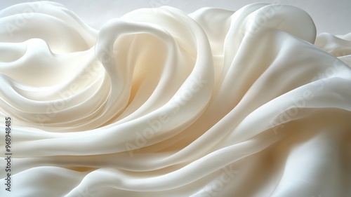 Elegant white silk fabric flowing in soft folds