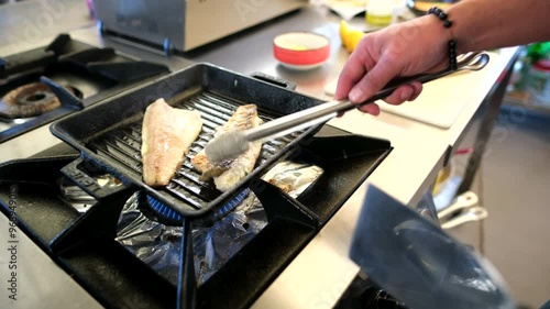 Grilling Perfection: Sizzling Fish Fillets on the Grill photo