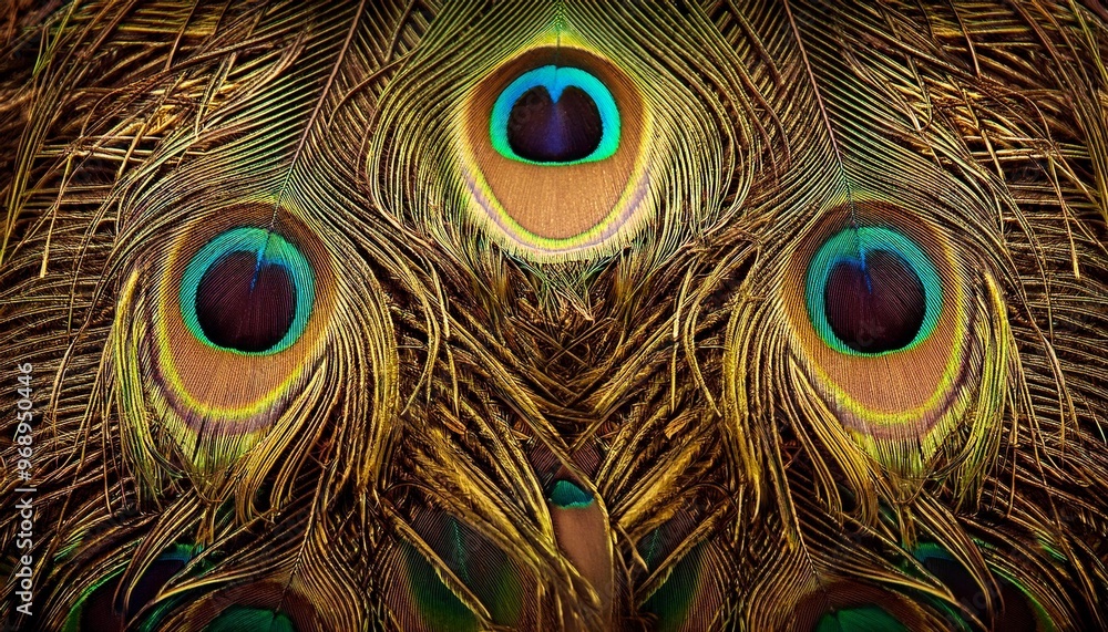 Fototapeta premium Refined gold peacock tail feathers