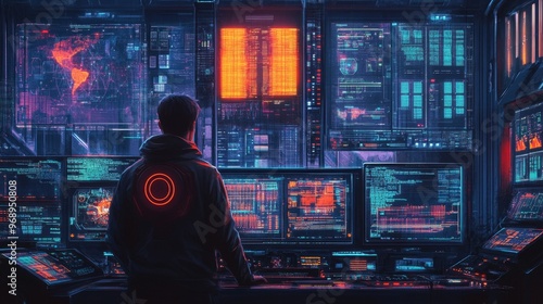 Hacker in Control Room.