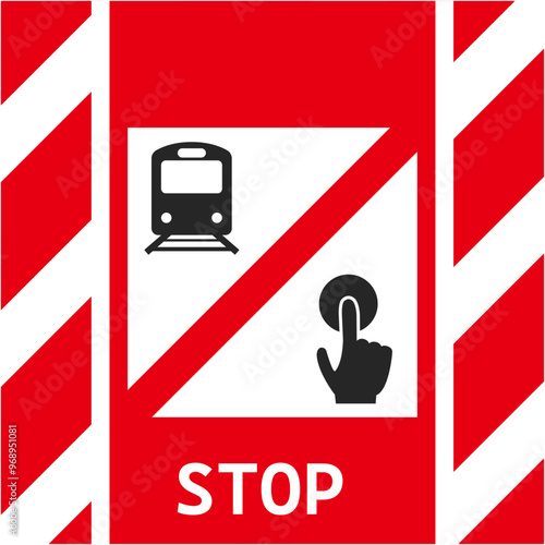 電車の緊急停止ボタンを押すイラスト