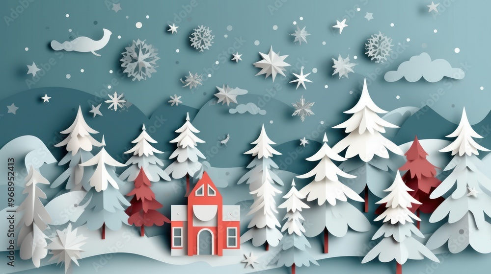 Cut paper, Christmas background. Cut paper, Christmas background.