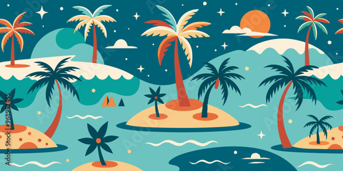 Minimalist christmas tropical island pattern - festive seasonal exotic design