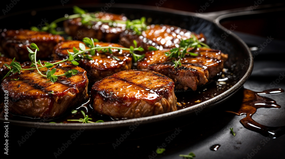 Fototapeta premium Balsamic-Honey Glazed Pork Medallions 