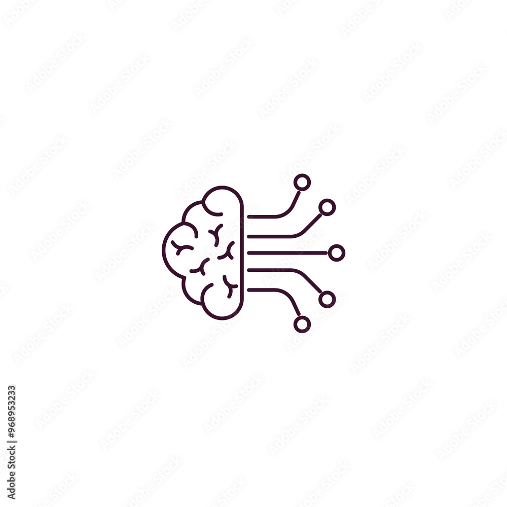 ai brain outline icon. Linear vector from ai and tech concept. Thin line ai brain icon isolated on white background ai brain outline icon. Linear vector from ai and tech concept. Thin line ai brain icon isolated on white background