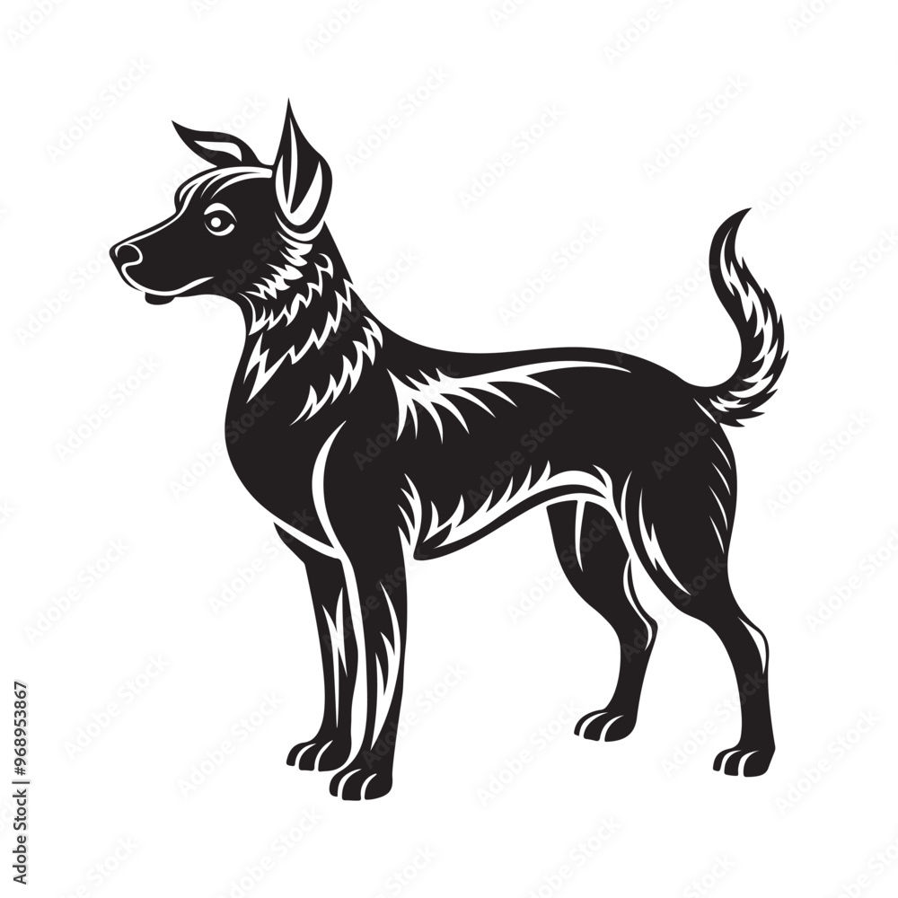 Obraz premium Dog silhouette vector art illustration isolated on white background.