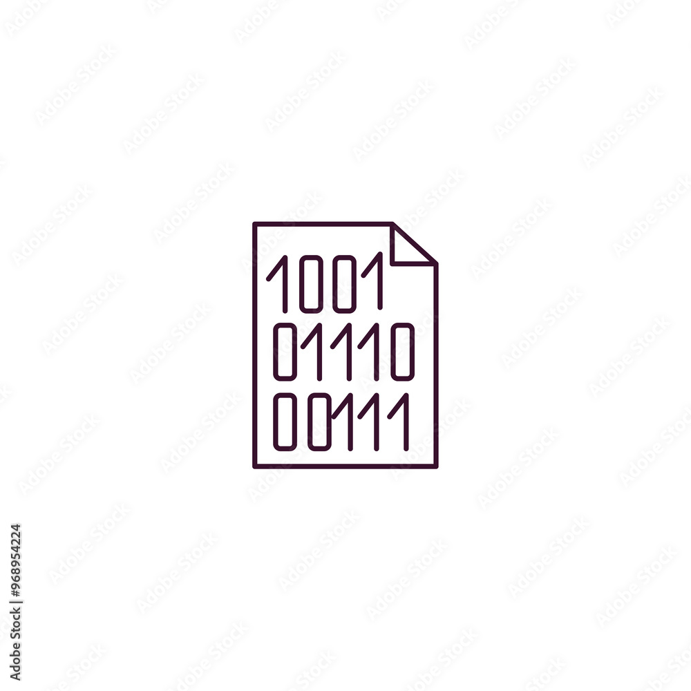 binary outline icon. Linear vector from ai and tech concept. Thin line binary icon isolated on white background binary outline icon. Linear vector from ai and tech concept. Thin line binary icon isolated on white background