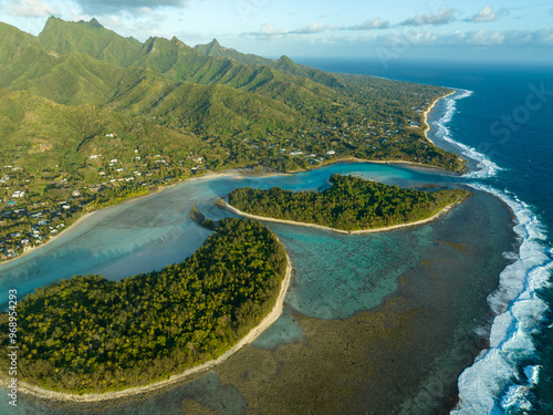 Muri Lagoon from the sky at sunrise photo