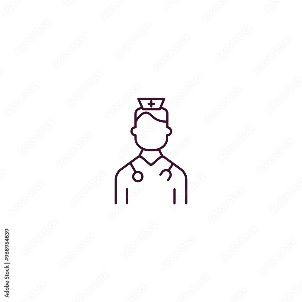 nurse outline icon. Linear vector from ai and tech concept. Thin line nurse icon isolated on white background nurse outline icon. Linear vector from ai and tech concept. Thin line nurse icon isolated on white background