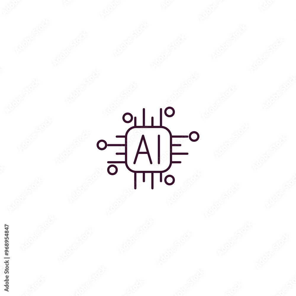 artificial intelligence outline icon. Linear vector from ai and tech concept. Thin line artificial intelligence icon isolated on white background artificial intelligence outline icon. Linear vector from ai and tech concept. Thin line artificial intelligence icon isolated on white background