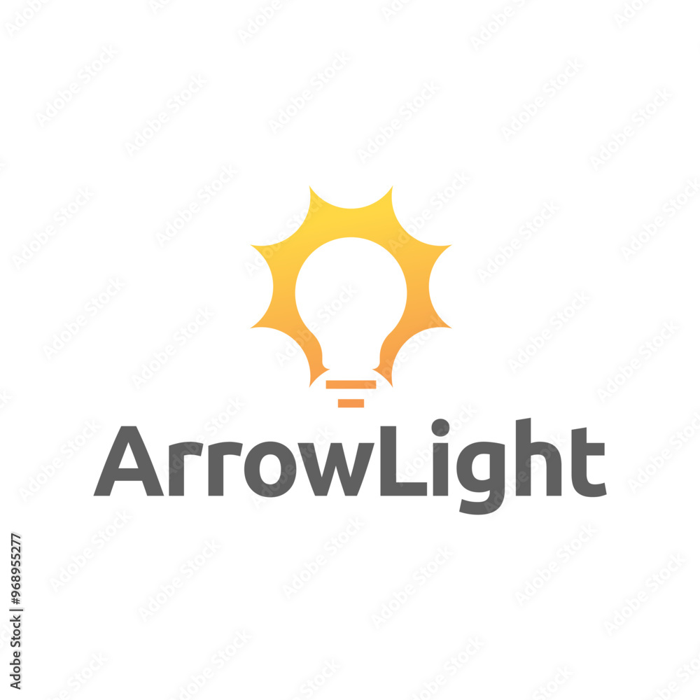 Simple electrical bulb with arrow symbol logo. Simple electrical bulb with arrow symbol logo.