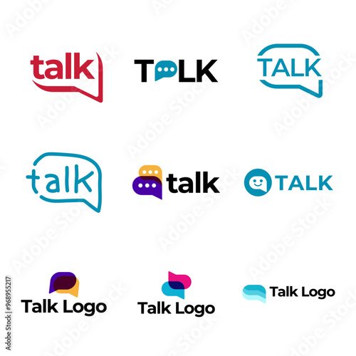 Set of Modern Chat Talk Logo Design Vector Template
