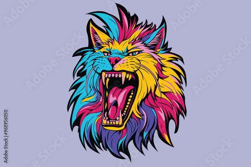 Vector illustration of a majestic beast animal roaring